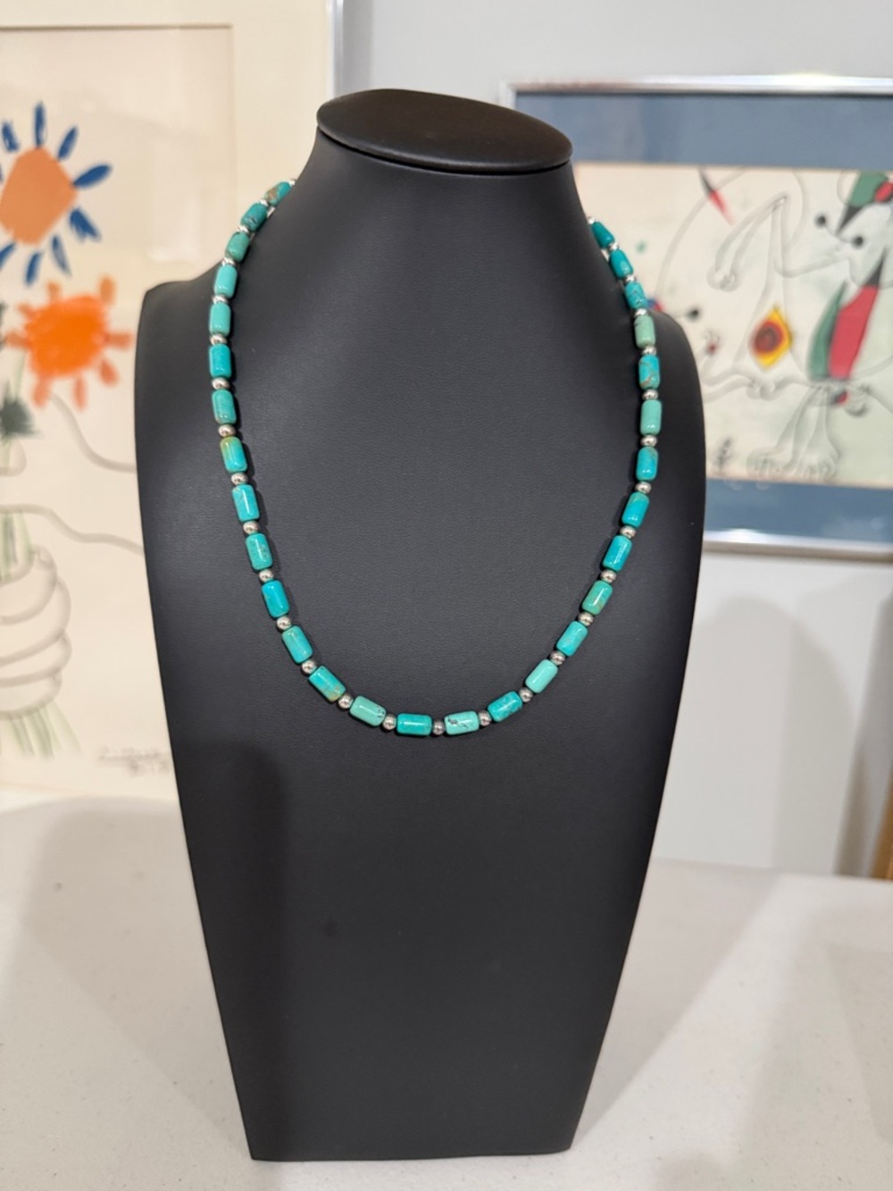 19 “ Carolyn Pollack turquoise Silver Sterling necklace with signature charm. - Picture 1 of 3